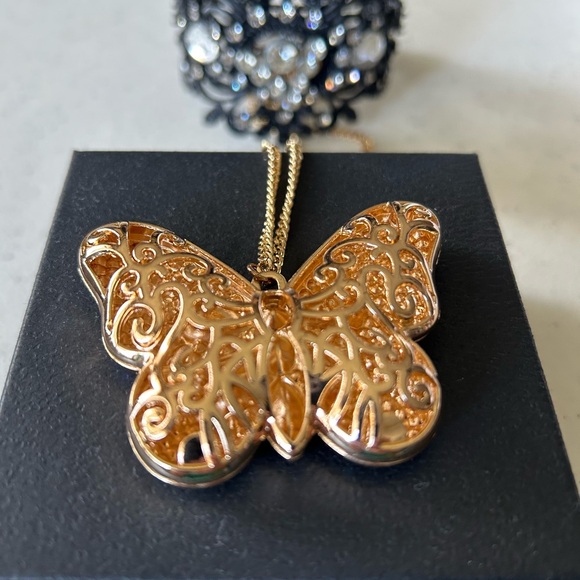 Dazzling Multicolor Butterfly Pendant Necklace - Picture 3 of 5